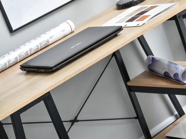 Íróasztalok és polcok REDA baklábú íróasztal, sonoma tölgy-fekete 6