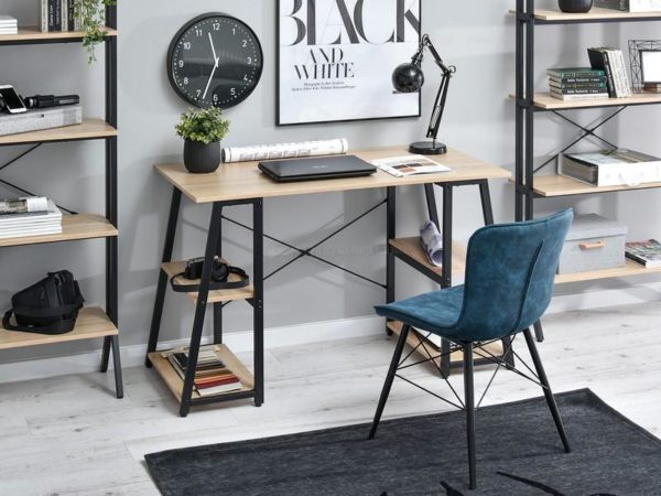 Íróasztalok és polcok REDA baklábú íróasztal, sonoma tölgy-fekete 3