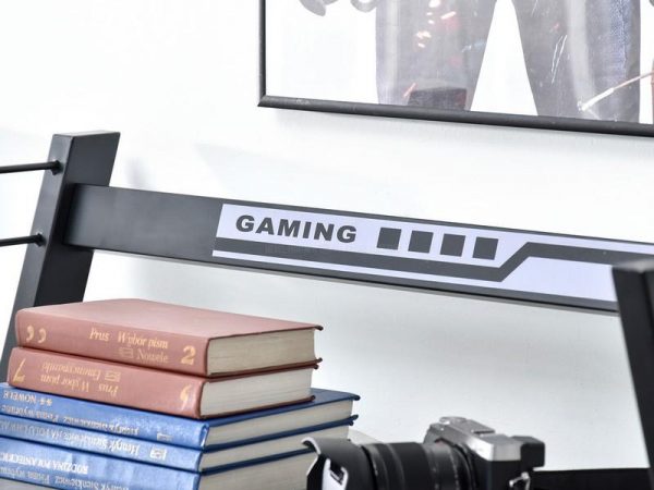 Íróasztalok és polcok ROSEL gamer polc, beton-fekete 4