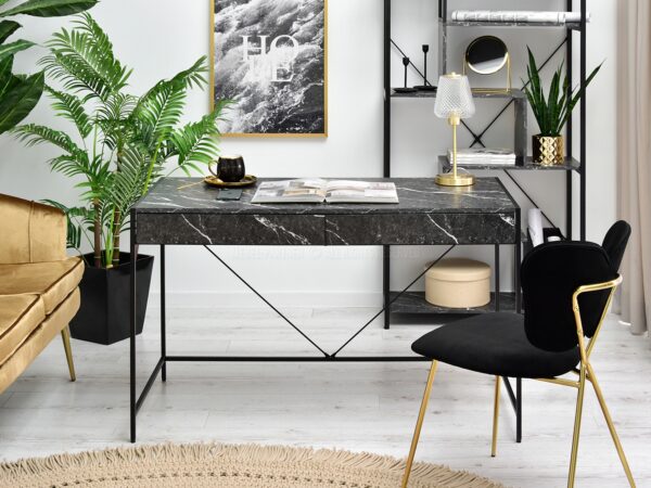 Íróasztalok és polcok UNIF íróasztal, fekete-fekete márvány 6