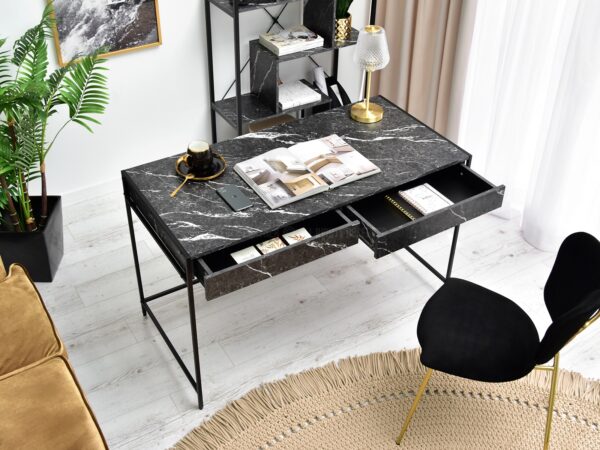 Íróasztalok és polcok UNIF íróasztal, fekete-fekete márvány 5